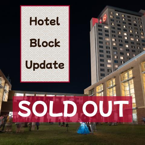 Sheraton Hotel with the text Hotel Block Update, Sold Out on it