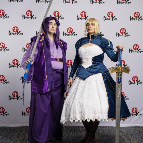 Saber and Assassin from Fate Stay/Night: Unlimited Blade Works
Cosplayer: Silvercrystal_cosplays
https://www.instagram.com/lady_silvernight/
https://www.instagram.com/_kneeslipper_/